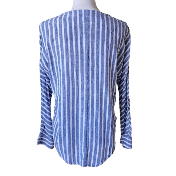 Rails Lily striped top tie front linen small S long sleeve - Picture 7 of 14
